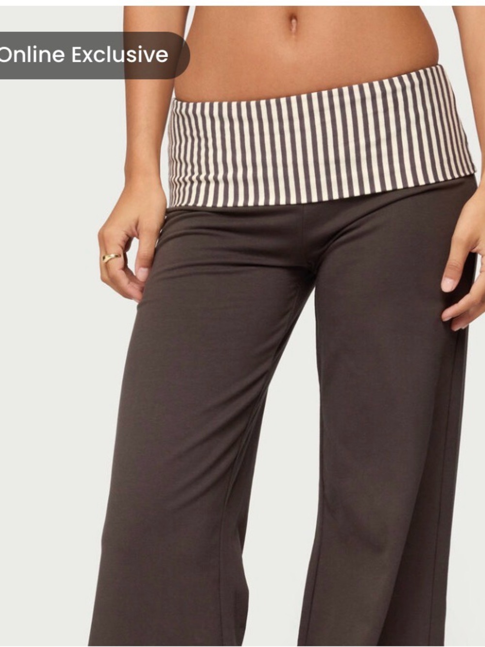 Edikted Meshey Striped Fold Over Pants Size Large